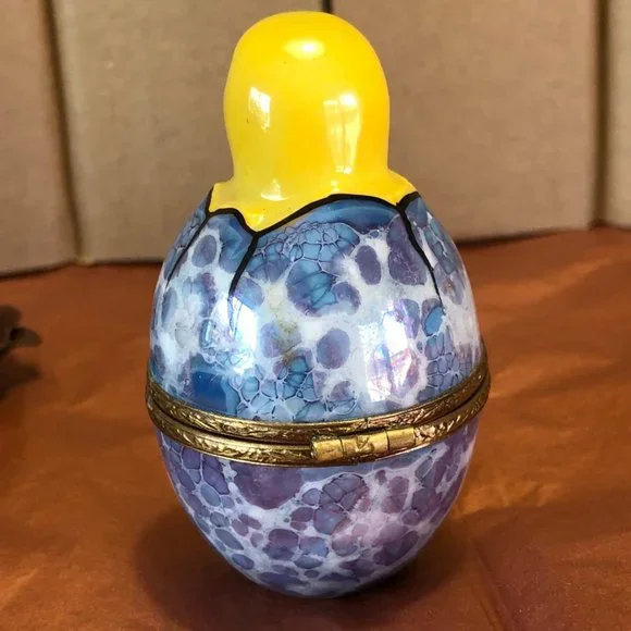 Chick Hatching Limoges Trinket Box